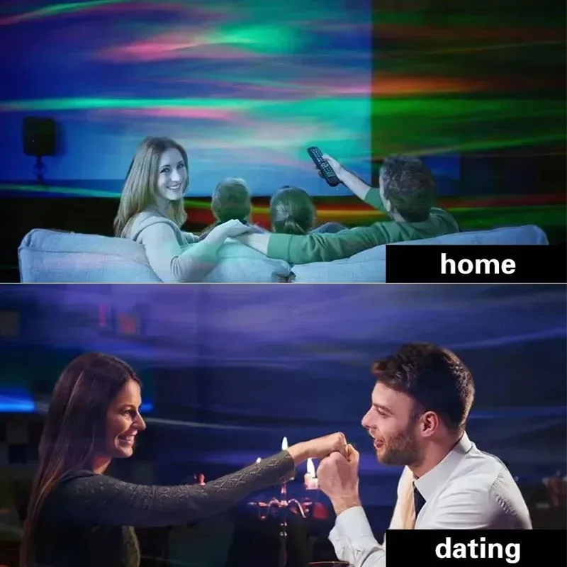 Aurora Rotating Projection Light Bedside Ambiance Night Light USB Powered Disco Atmosphere Lamp 16 Color-Changing Lights Effects