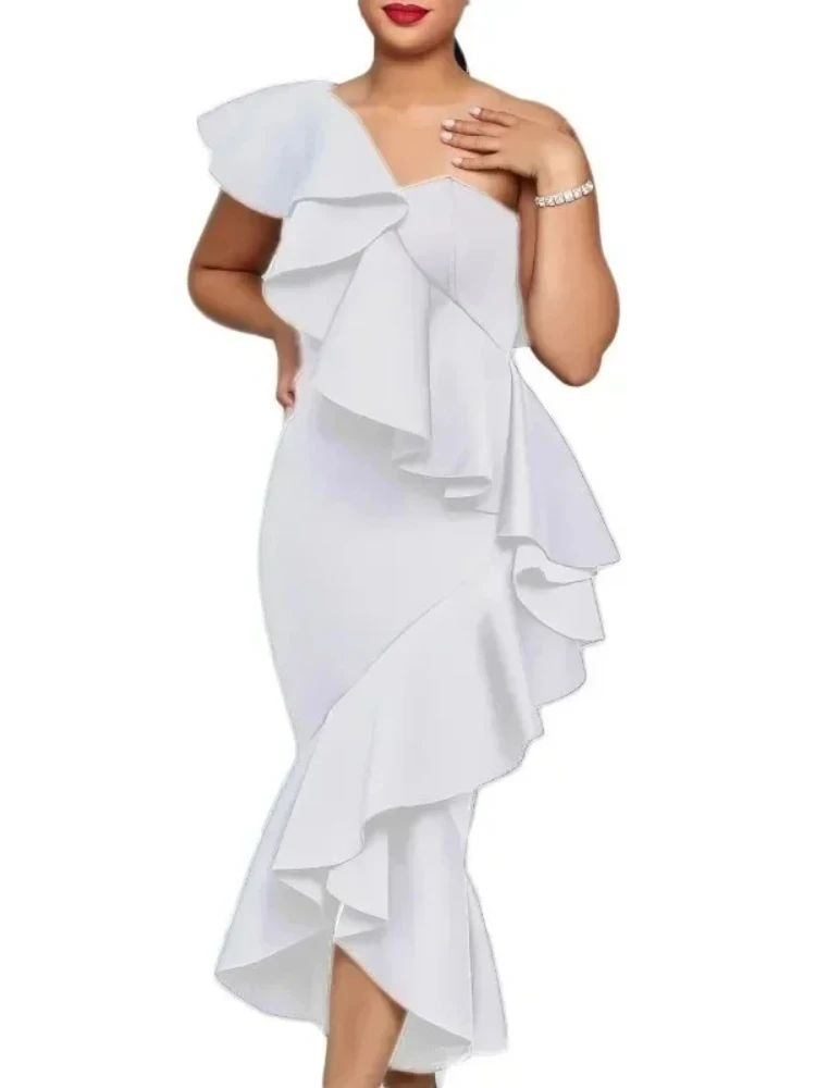 

Africa Clothing Polyester African Party Evening Dresses for Women Summer Elegant 2025 African Short Sleeve Long Maxi Dress Gowns