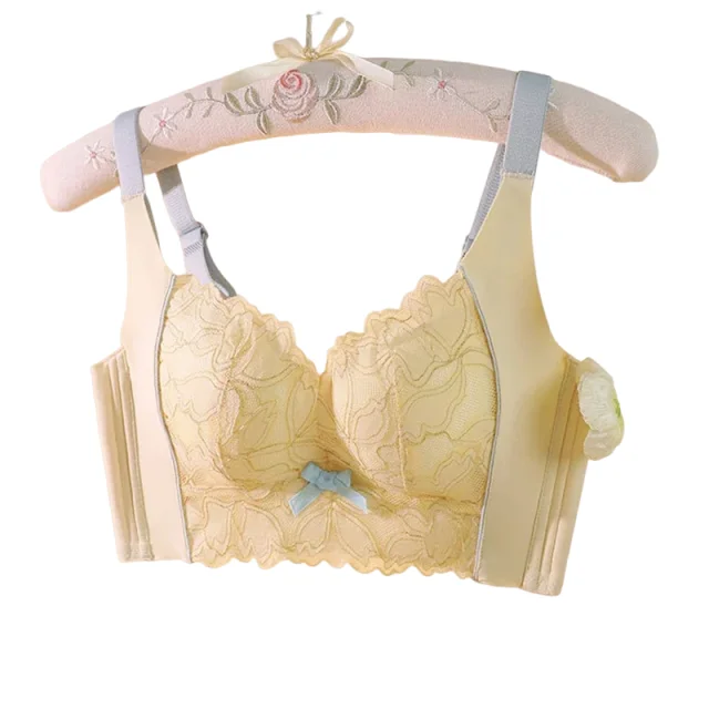 KUCLUT 32-40 AB Thick C Thin Wire-Free Comfort Bras for Daily Use Sexy Push-Up Bras with Lace Trim Adjustable Straps Breathable