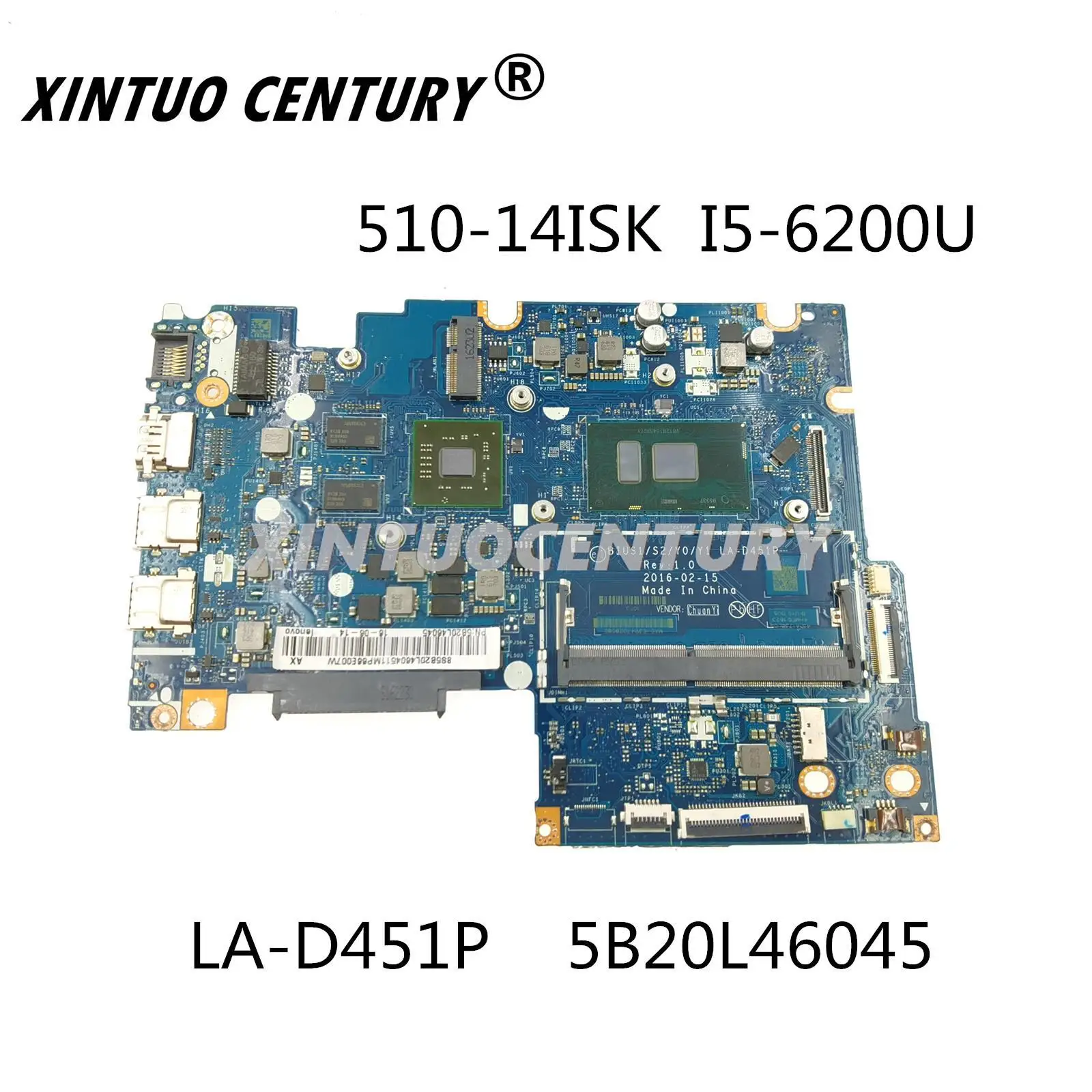 

Флекс материнской платы для ноутбука Lenovo Yoga 510-14ISK 4-1470, системная плата FRU 5B20L46008 5B20L46045, Флекс-процессор 100%, тест