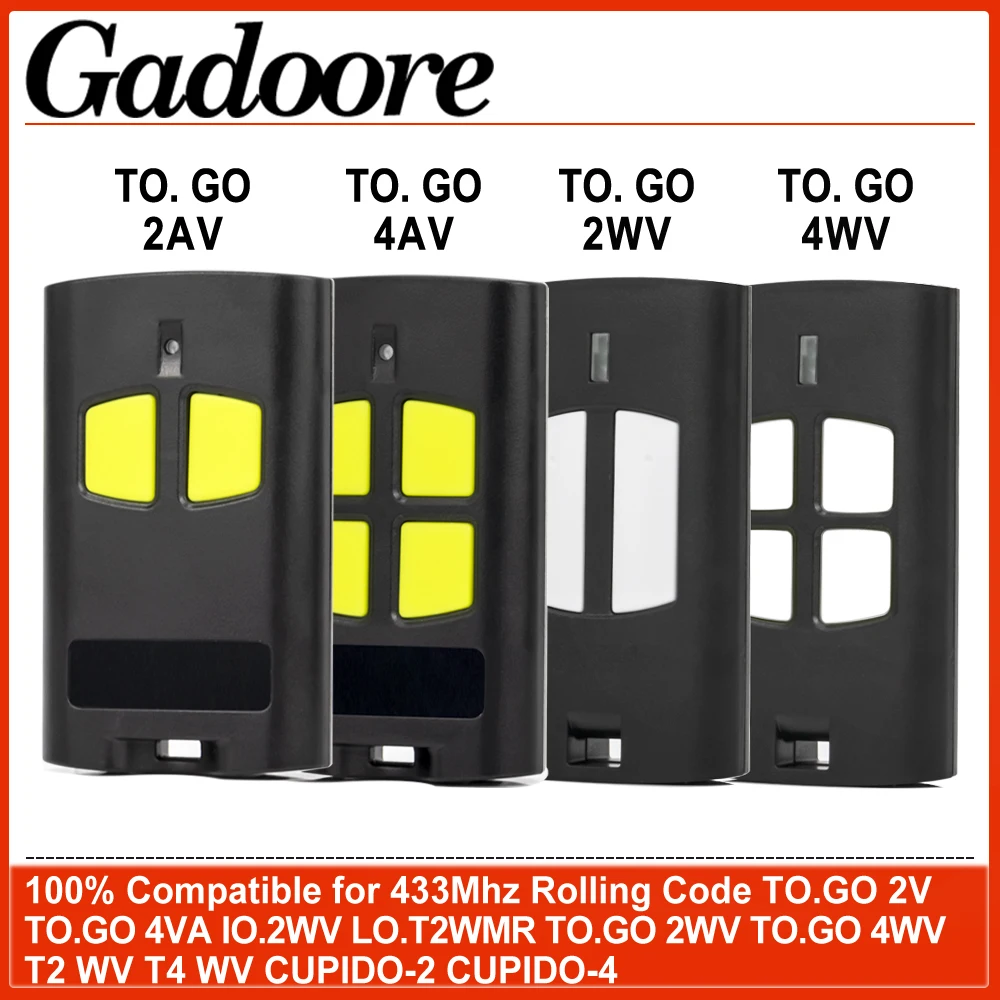 Gadoore TO.GO 원격 차고 문짝, BENINCA TO.GO, 2V, 4VA, 2WV, 4WV, 433MHz 호환 