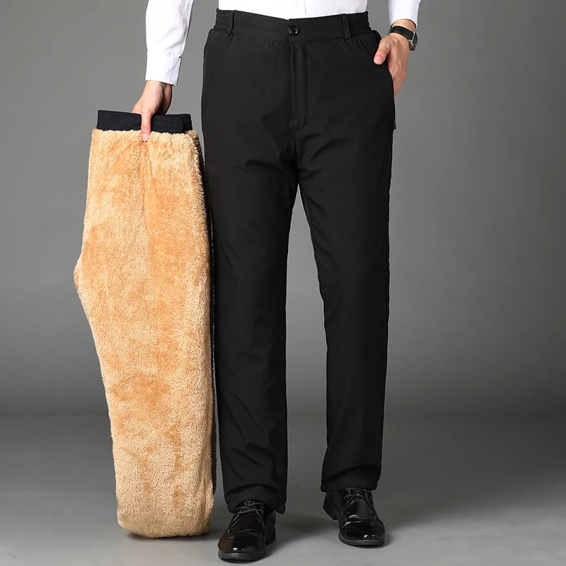 2023 New Cashmere Dress Pants Business Light Luxury Conference Wear Men\'s Winter Warm Cotton Pants Large Size Casual Pants S-5XL