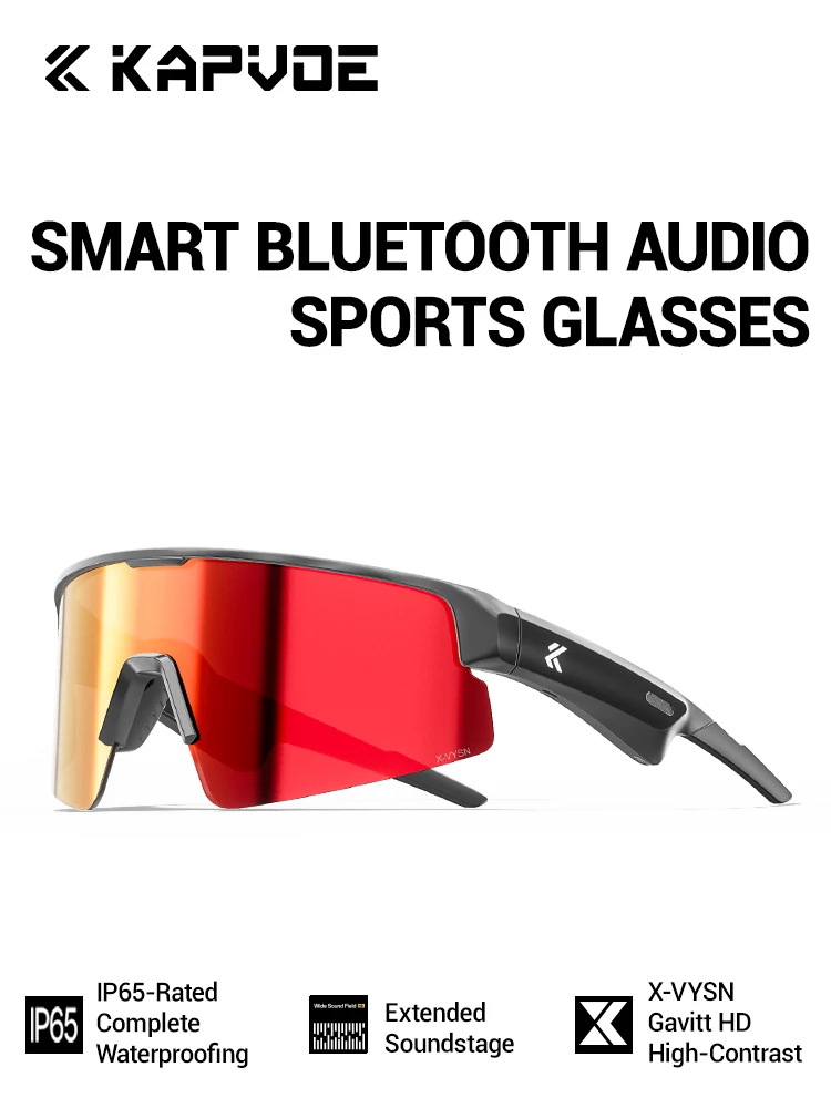 

Kapvoe Smart Bluetooth Sunglasses Music Glasses High-Definition Lenses Long Battery Sunglasses Cycling Running Hiking UV400