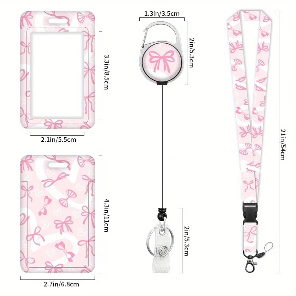 Smycze do identyfikatorów dla kobiet, urocze smycze dla nauczycielek z klipsem do identyfikatora, wysuwany brelok do kluczy, wytrzymały zwijacz do identyfikatora.