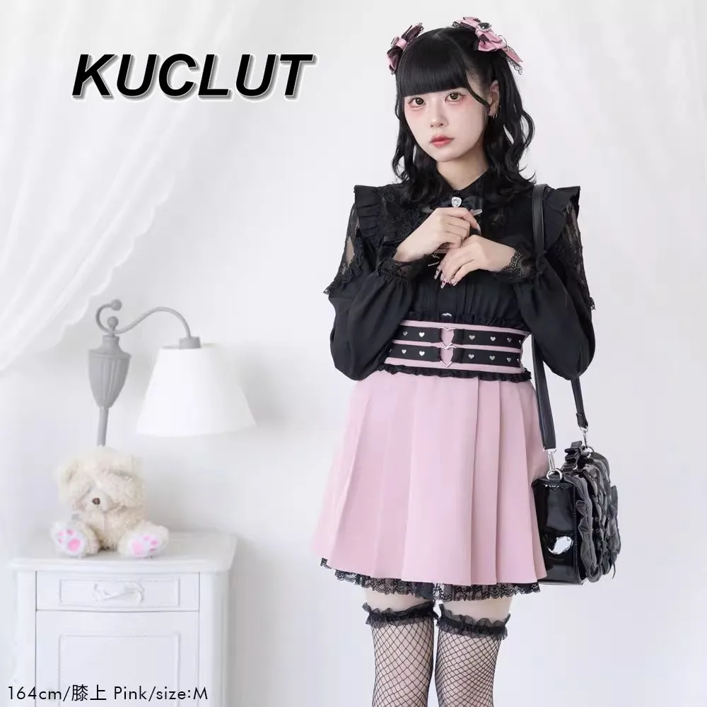 

Spring and Summer New Japanese Style Sweet and Cute Short Casual Skirt Lace Edge Splicing High Waist Skirts for Women
