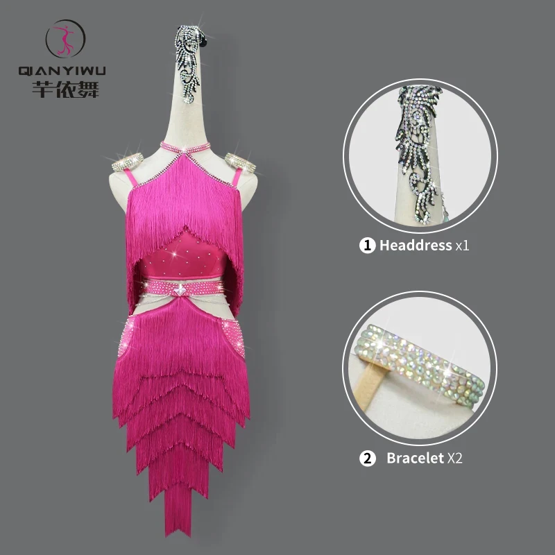 

2025 New Latin Dance Costume For Girls Competition Dress Womans Skirt Sports Suit Tassel Clothes Party Girls Stage Practice Wear