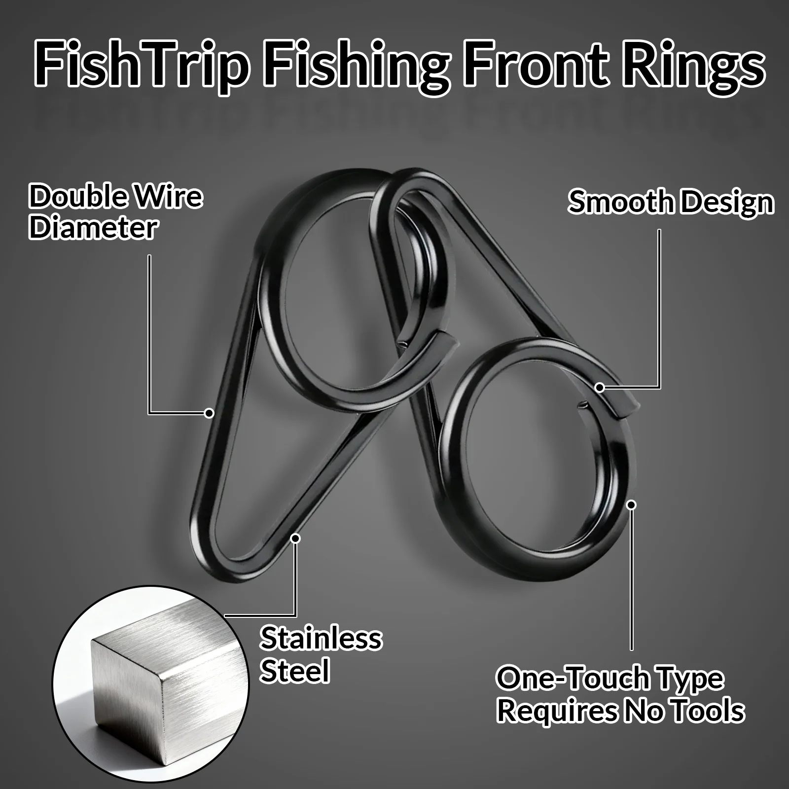 FishTrip 50Pcs Fishing Front Rings Black Split Rings Fishing Snap Stainless Steel Saltwater Lure Hook Fishing Connector