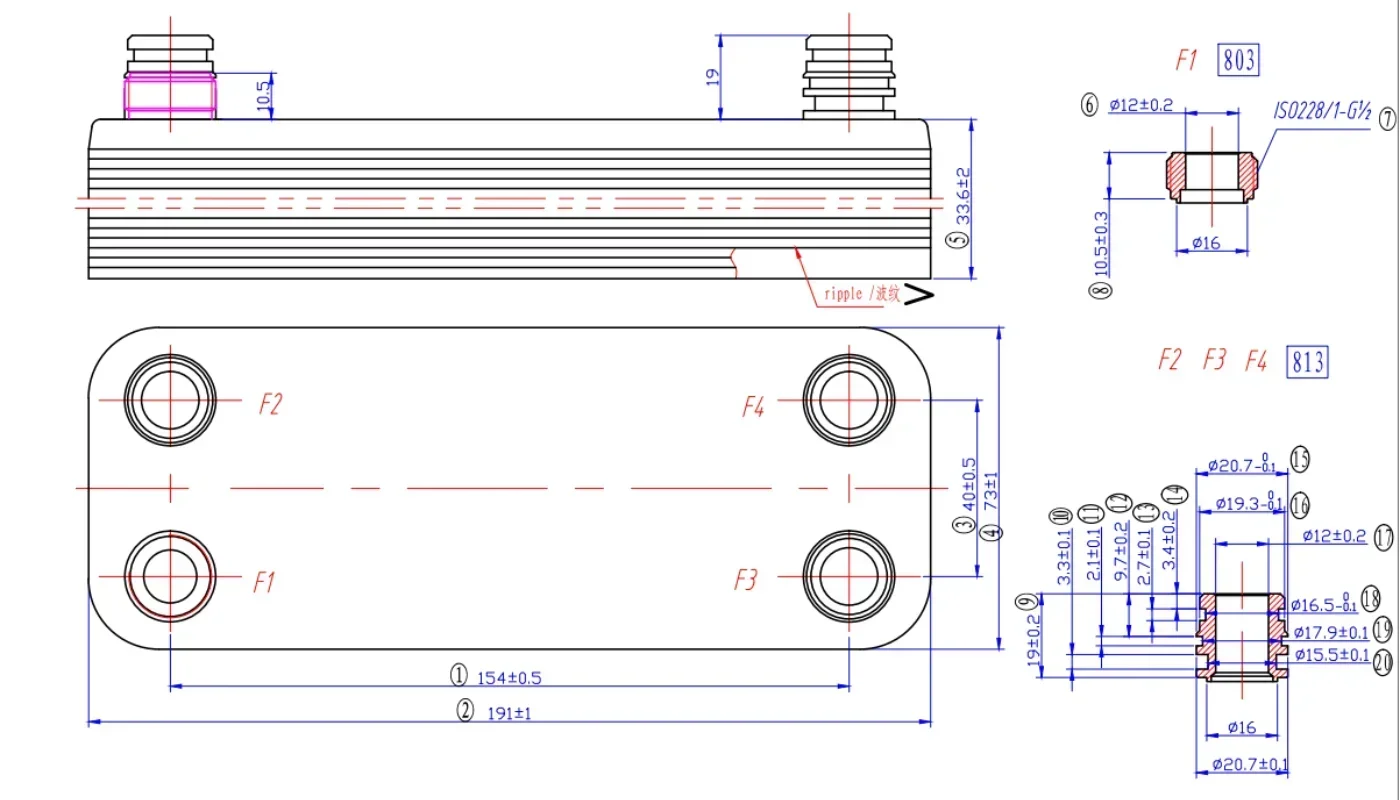 12 لوحة مبادل حراري نبتة البيرة مبرد مبرد من الفولاذ المقاوم للصدأ لتبريد البيرة