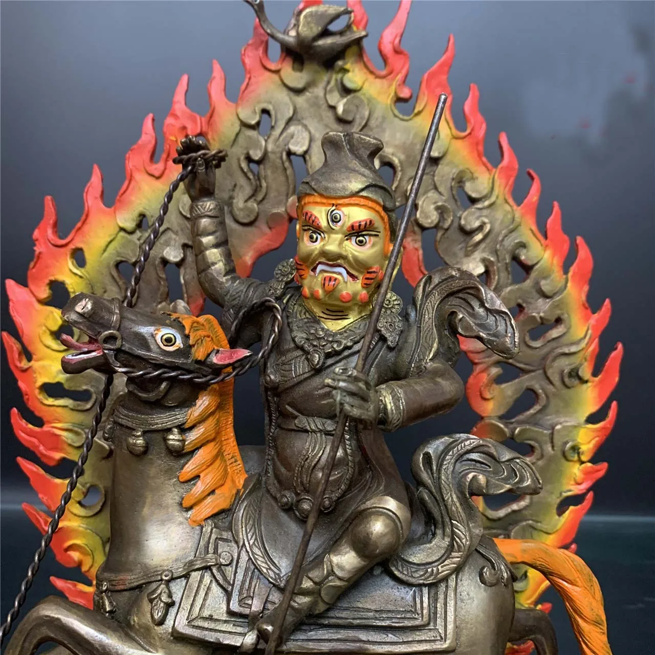 نادر جيد نيبال التبت معبد النحاس زيمار دارما حامي الثناء الله بوذا تمثال قاعة البوذية حماية العبادة 25 سنتيمتر #2