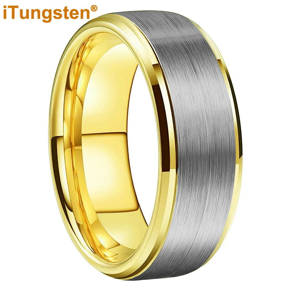 iTungsten 6mm 8mm Men Women Best Seller Ring Tungsten Engagement Wedding Band Trendy Jewelry Stepped Beveled Edges Comfort Fit