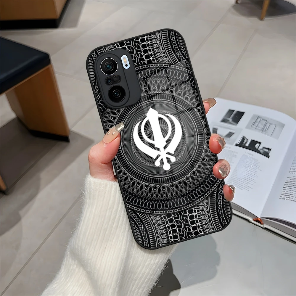 Sikh Khanda Sikhism Phone Case Tempered Glass for Xiaomi 14 13 Lite 12 Pro 11t lite POCO M6 M5 X6 X5 X3 NFC F5 F6 Pro Cover