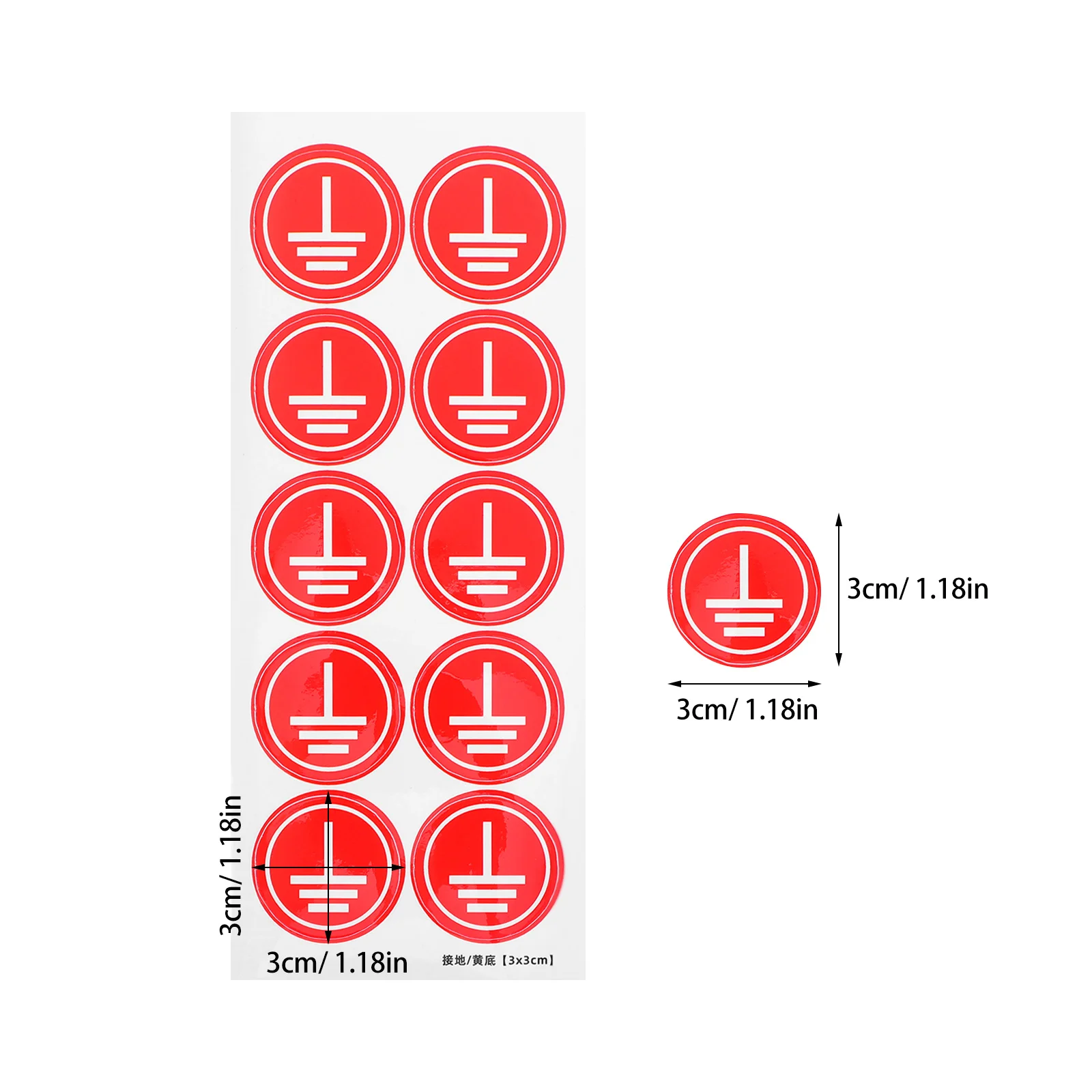 10 Sheets Grounding Safety Stickers High Adhesion Electric Warning Signs for Electrical Panels Equipment Ground Labels Safety