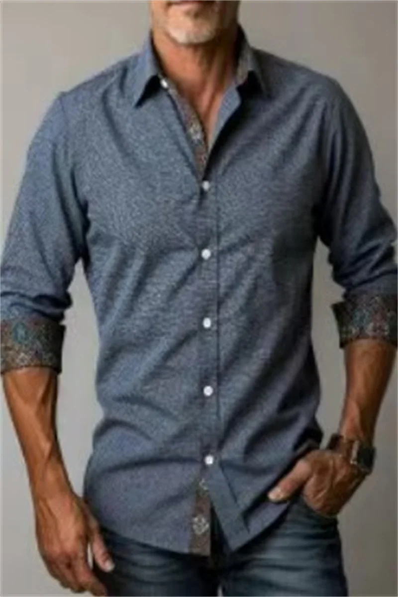 Новая мужская популярная льняная однотонная рубашка с длинными рукавами, модный и повседневный крутой топ-рубашка