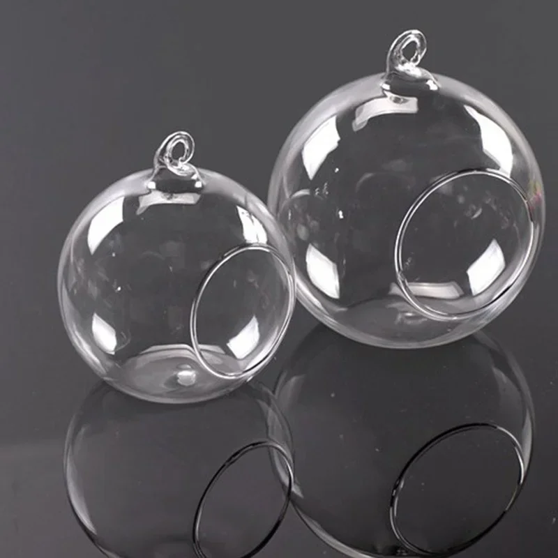 6/12Pcs Hanging Tealight Holder Glass Globes with Hanging RopeTerrarium Clear Vase Wedding Party Home Decoration