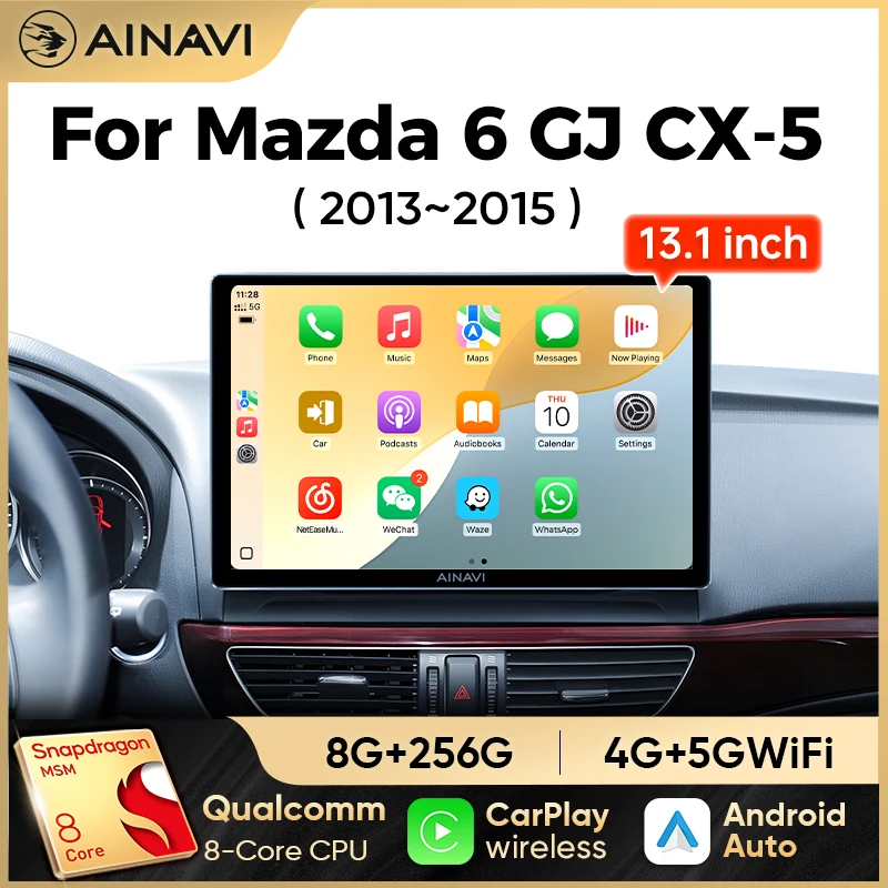 Ainavi 13.1 inch Car Radio For Mazda 6 GJ Atenza CX5 CX 5 2013 2014 2015 Wireless CarPlay Android Auto Car Multimedia Audioauto
