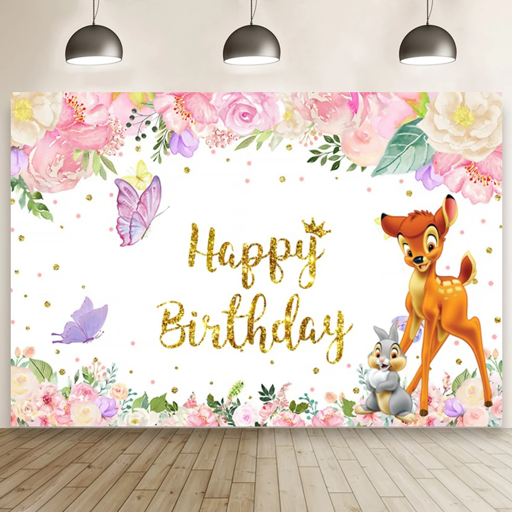 Bambi-Toile de fond photo personnalisée, arrière-plan pour la photographie, baby shower, fête d'anniversaire pour enfants, accessoires de décoration, bannière, affiche, fournitures