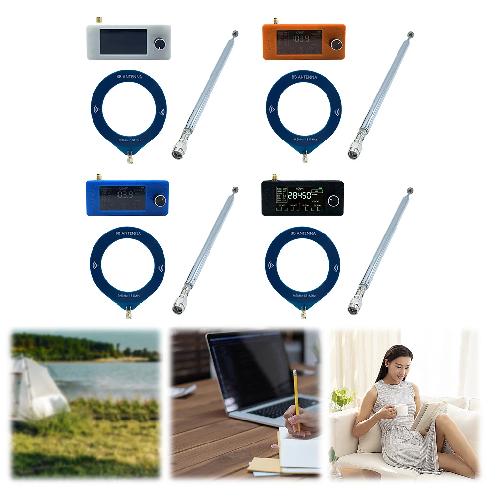 SI4732 0,5-108 mhz draagbare radio LSB USB AM FM Pocket Mini Radio 1,9 inch IPS-scherm All-band radio-ontvanger met 2 stuks antenne