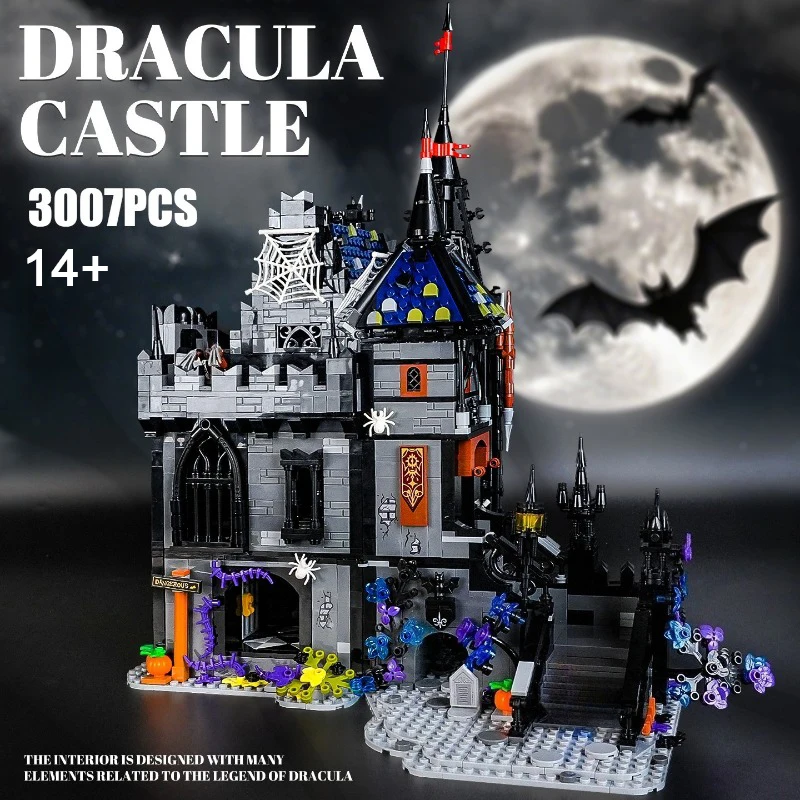 

3007 шт., креативный замок Дракулы, строительные блоки, готический замок, архитектура, строительные кирпичи, игрушка в подарок для детей, взрослых, мальчиков