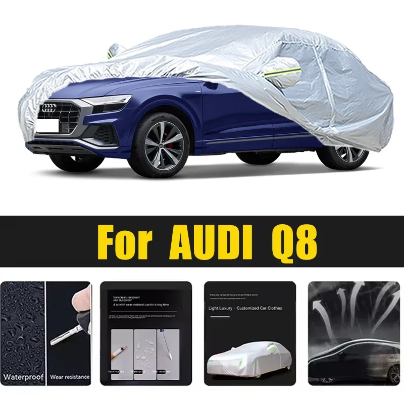 

For AUDI Q8 Car Cover Outdoor Protection Covers Snow Sunshade Waterproof Dustproof Exterior UV Car Accessories Auto