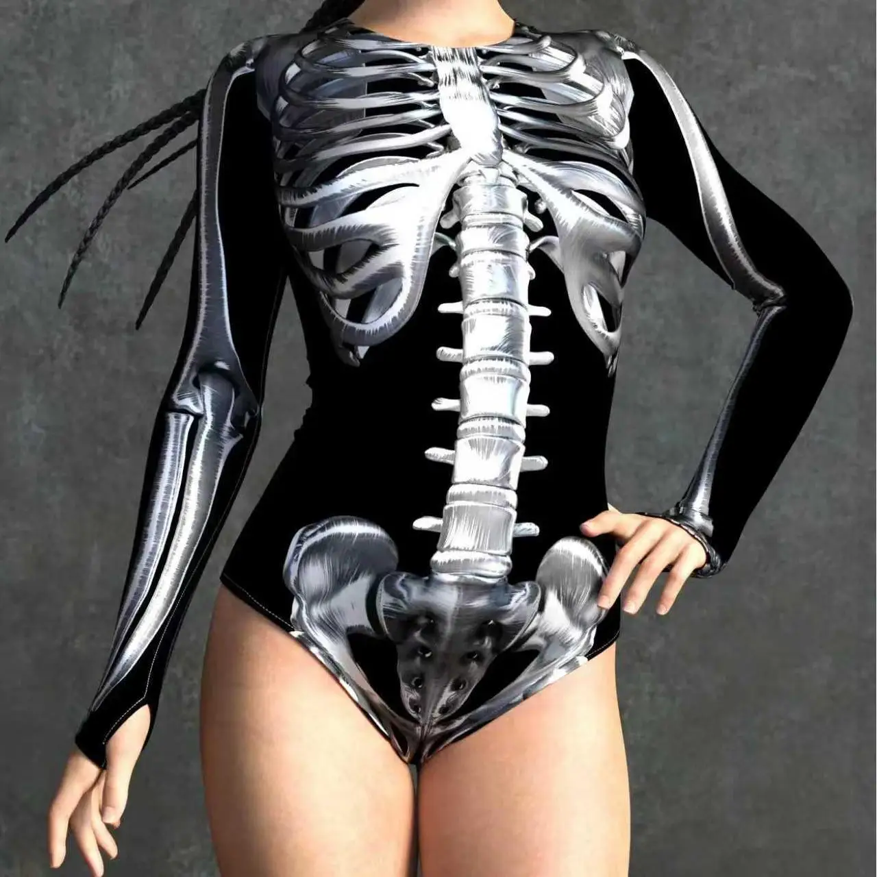 Damen Blauer Schlangenleder-Cosplay-Jumpsuit Badeanzug Netz Langarm Bademode Sexy Party Performance Tropische Oberteile Bodysuit – Detail 14