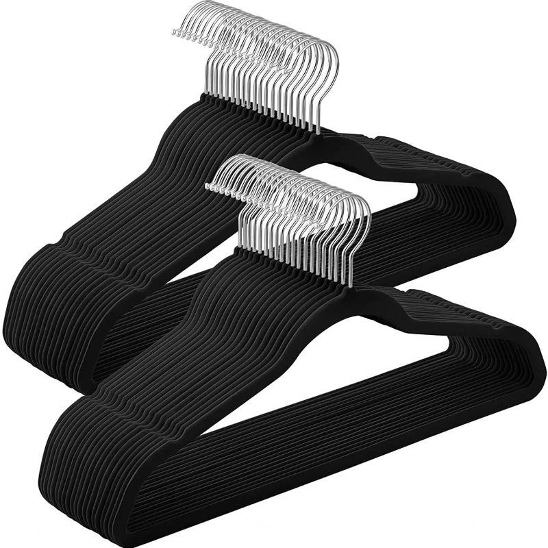 10Pcs Multifunctional Anti-slip Anti-Wrinkle Plastic Hanger Clothes Hanger for Adults 45cm Multiple Colors ABS Flocking Hangers
