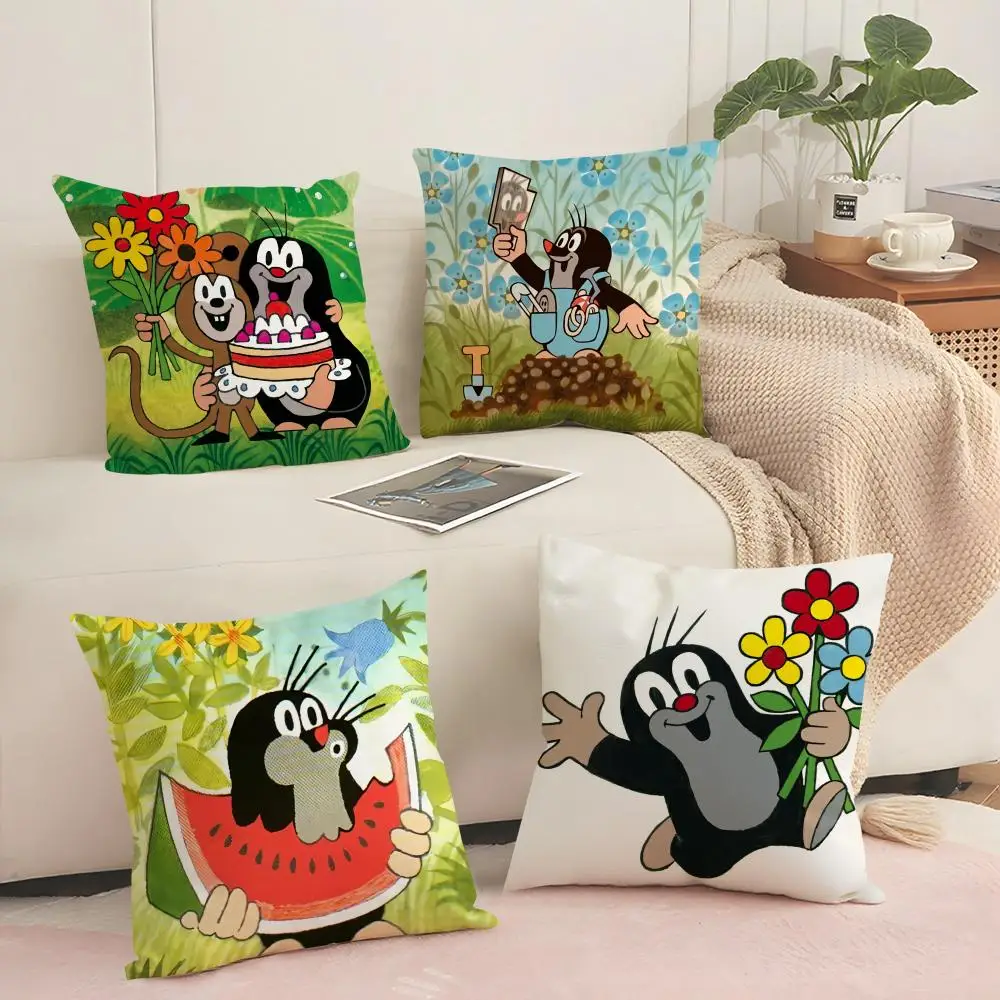 The L-little Mole Cushion Cover Silky Short Plush Sofa Pillow Cover Hidden Zipper Soft Dustproof Case for Home Decor