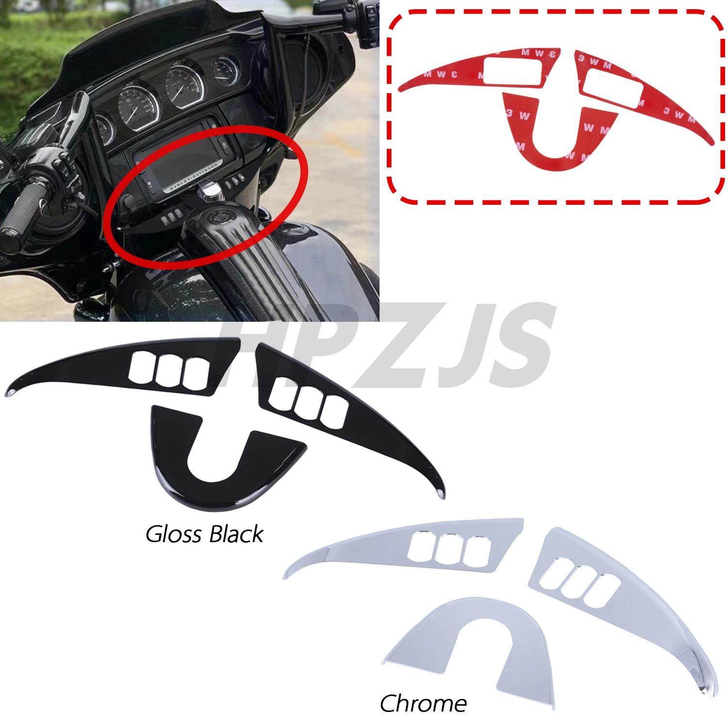 

Motorcycle Inner Fairing Switch Panel Accent Cover Decor Trims Black/Chrome For Harley Electra Street Glide 2014-up