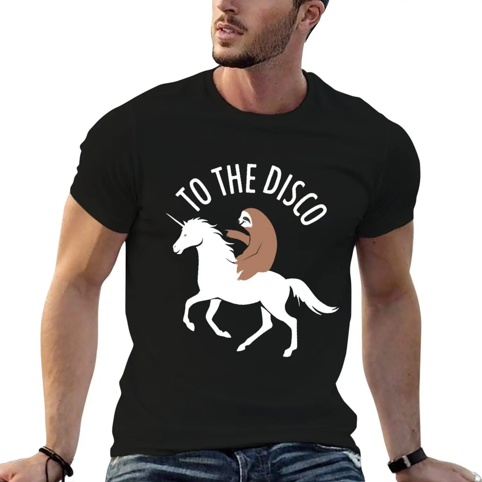 Sloth To the Disco Unicorn T-Shirt Moisture Control Sports Tee