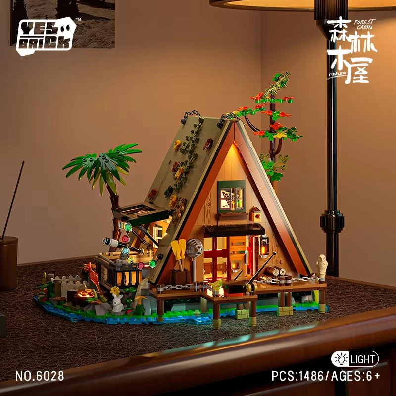 1486PCS Creative Forest Cabin Fisherman Wood House Building Blocks MOC Assemble Bricks Toys Gift For Children Kids