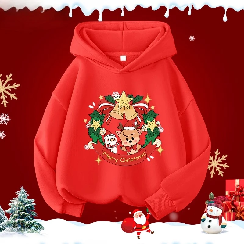 عيد الميلاد الرنة الأكثر مبيعا الأطفال مقنعين البلوز BoyGirl الخريف الشتاء اليومية في الهواء الطلق عارضة فضفاض الدافئة لينة رياضية #3