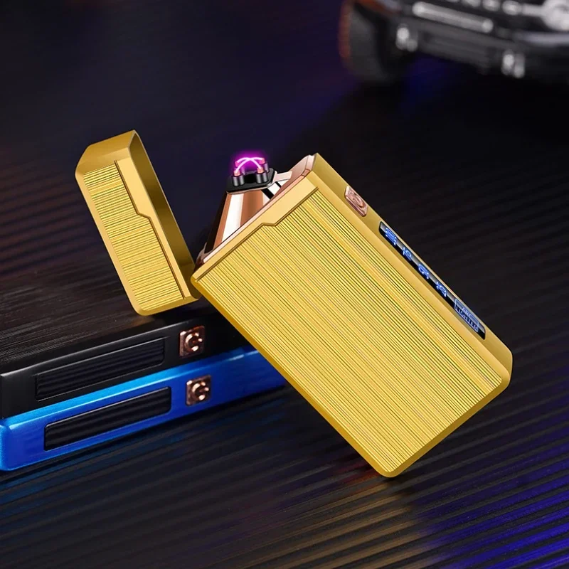 New USB Type-C Rechargeable Lighter Dual Arc Windproof Power Digital Display Pulse Cigarette Lighter