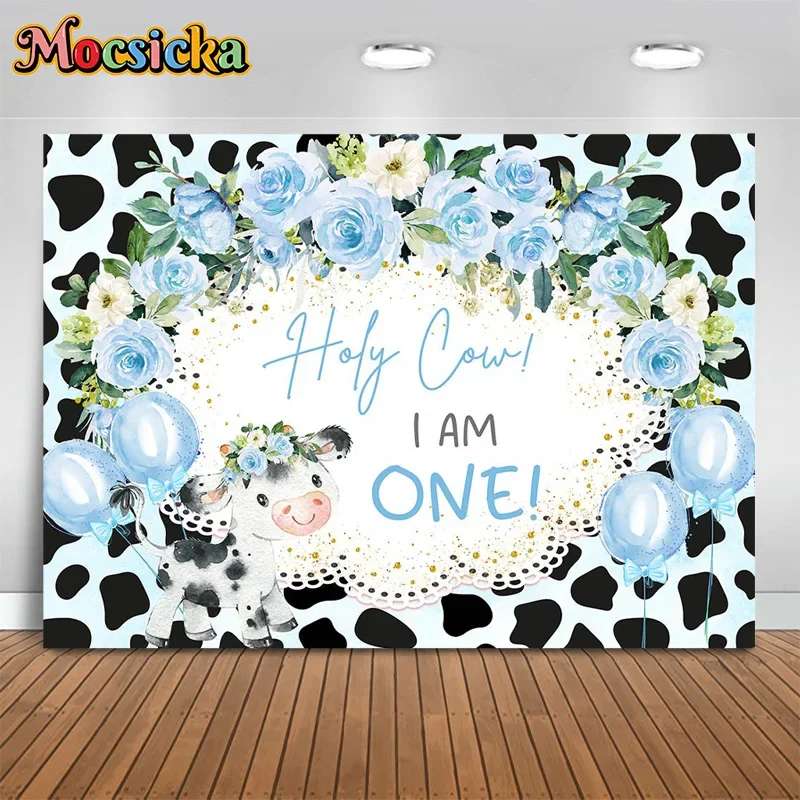 

Mocsicka Photography Backdrop Cow Floral Background Decor Baby Shower Boy Girl 1st Birthday Party Kids Photography Studio Banner