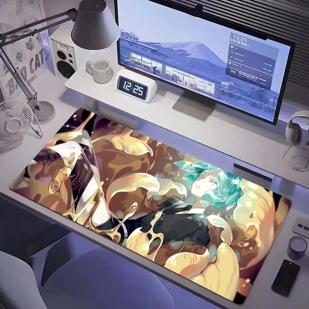 Houseki no Kuni Mouse Pad Tablet mouse Pad Laptop xl desktop mate, cute HD Rainbow Gaming keyboard pad, Player, 90x40