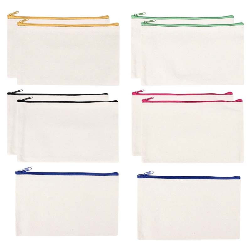 10 قطعة أكياس ماكياج قماش قماش سستة الحقيبة أكياس مقلمة DIY بها بنفسك أكياس الحرفية للسفر DIY بها بنفسك الحرفية المدرسة الملونة سستة