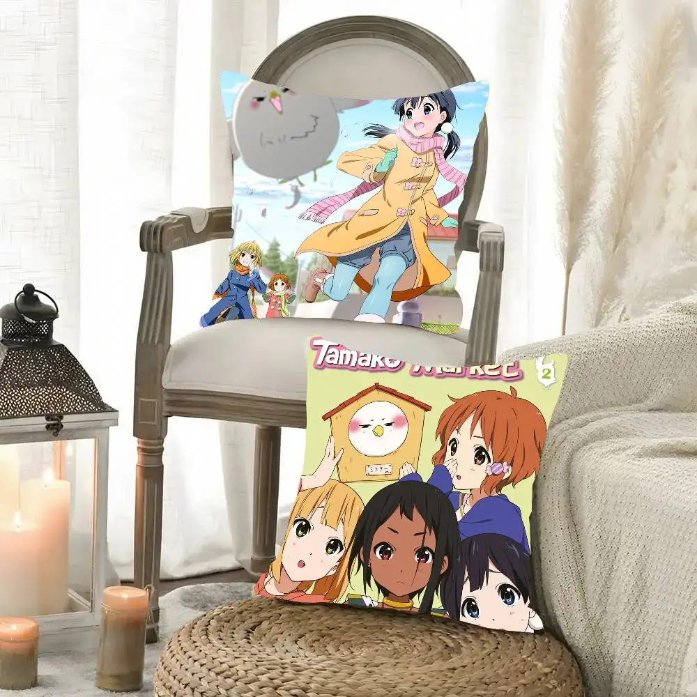 Anime T-Tamako Market Pillow Case Fashion Square Pillowcase Bedroom Sofa Room Ins Decoration Leisure