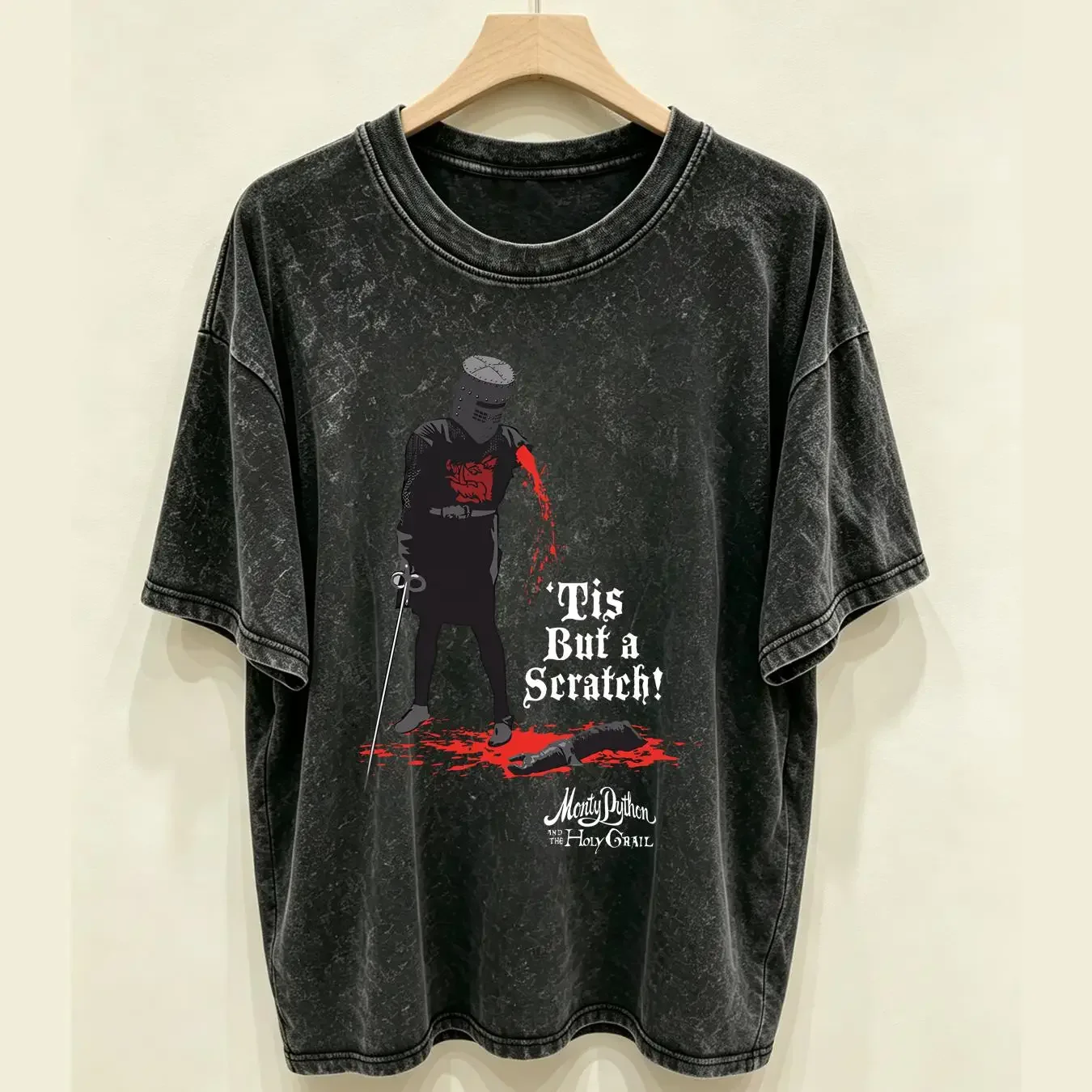 washed T Shirt Monty Python Tis But A Scratch OFFICIAL vintage Washed Unisex Stretched graphic Stylish Casual streetwear