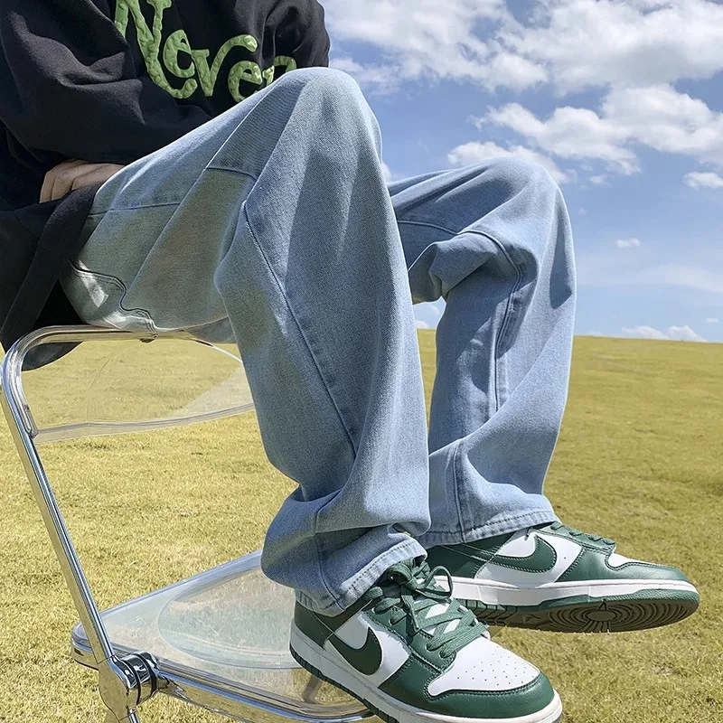 

Мужские джинсовые брюки с высокой талией, большие размеры 300, осень-зима, свободные прямые брюки Spor, повседневные длинные брюки в американском стиле