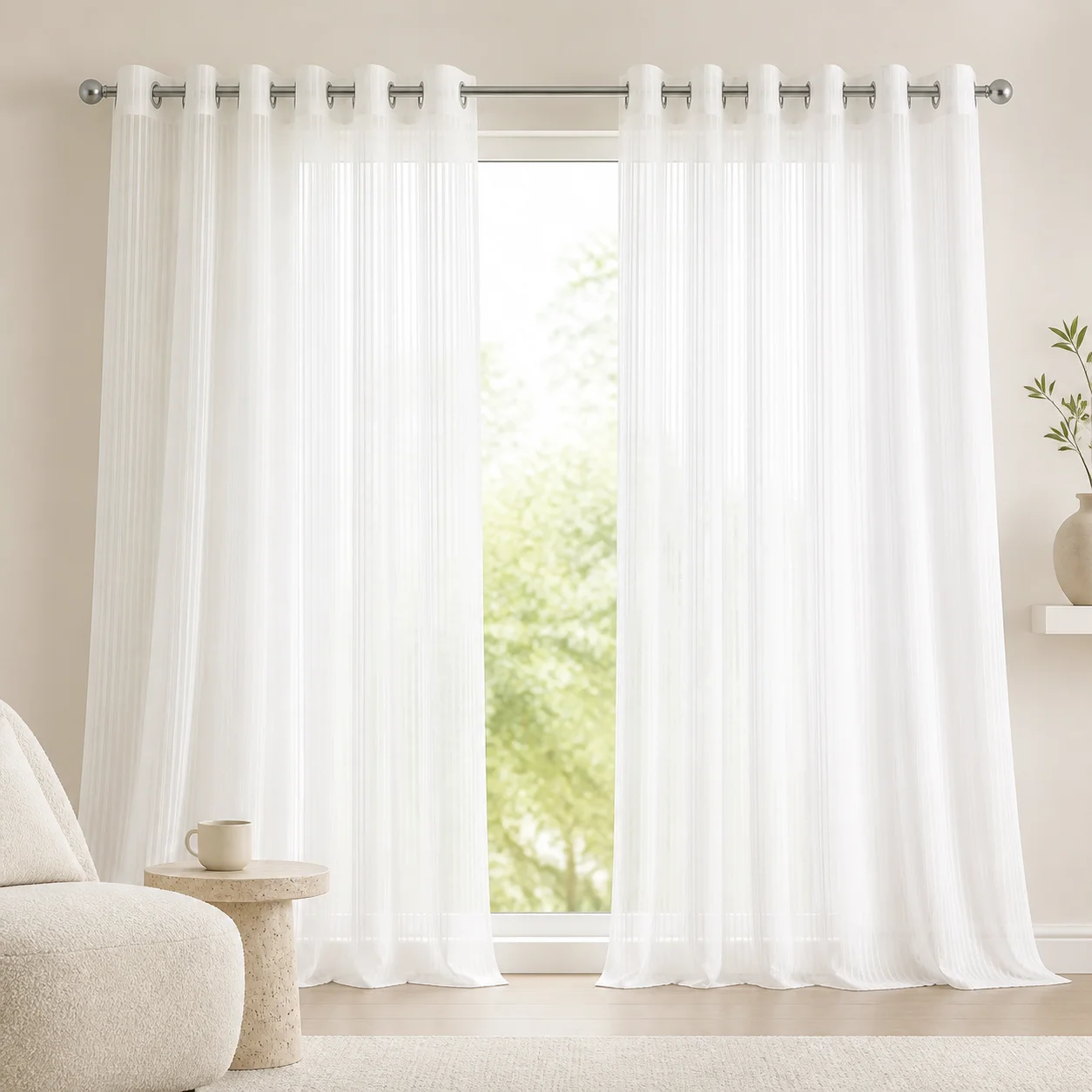 1pc Phantom Sheer Curtain, Transparent Window Drapery, Kitchen & Dining Decor, Bedroom Living Room Balcony, Anti-Pull Thread, Ey