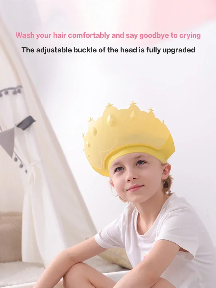 Einstellbare Größe Kinder Shampoo Kappe Krone Baby Dusche Kappe Cartoon Bad Visier Säuglings Haar Schild Gehörschutz Wasserdicht – Detail 6