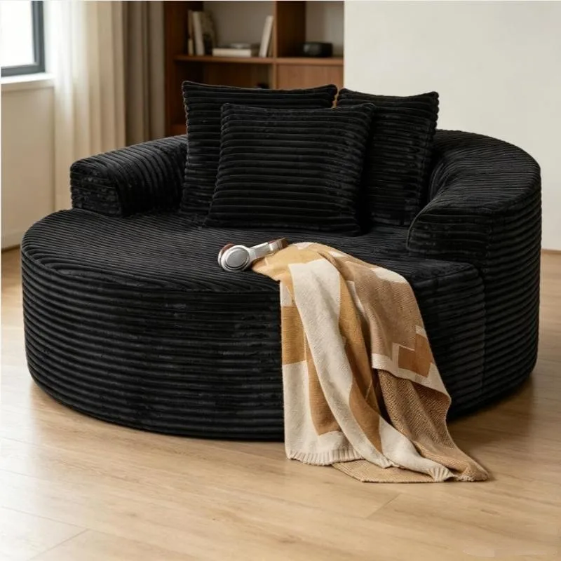 Sofa O-shaped luxury combination skeleton recliner, oversized round suede corduroy fabric