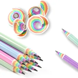 6-8pcs/set Rainbow Paper Pencil HB Environmentally Friendly for Creative Simplefor Writing and Painting Pencil School Stationery