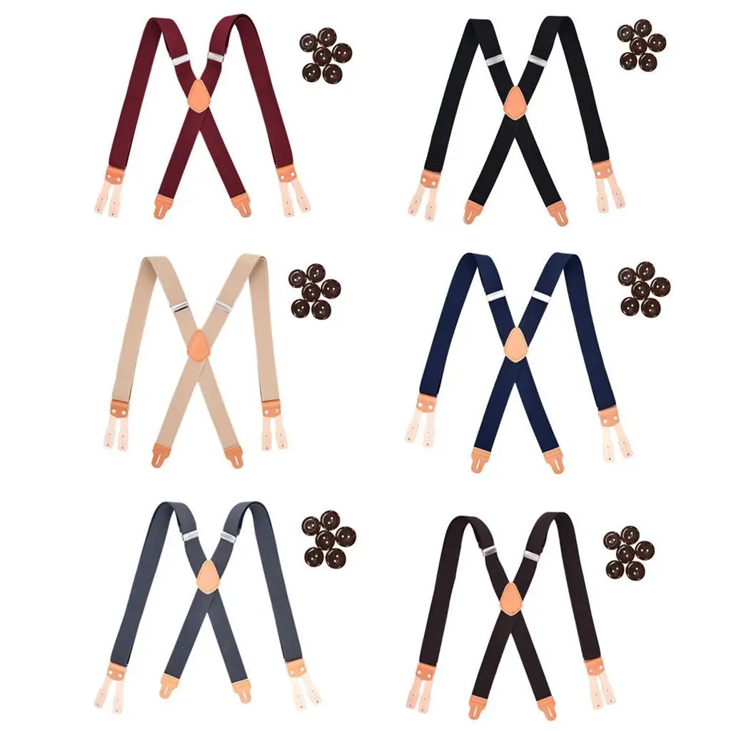 Men's suspenders, plain, Y-shaped, with button on the back,