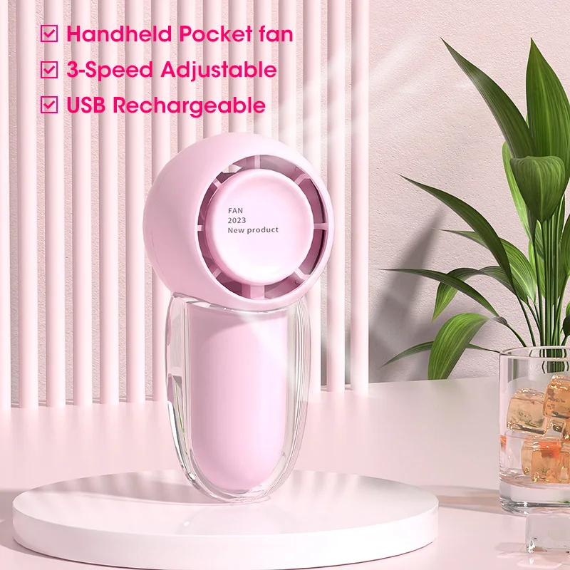 

Handheld Pocket Fan Portable USB Rechargeable 3 Speeds Convenient Creative Cooling Fans Catapult Pocket Hand-held Fan