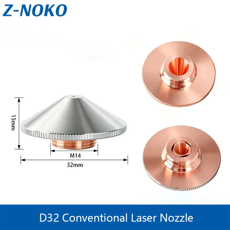 ZNOKO Laser D32 Conventional Nozzle Fiber Laser Cutting Machine Nozzle Single/Double Layer Copper Nozzle Laser Head Accessories