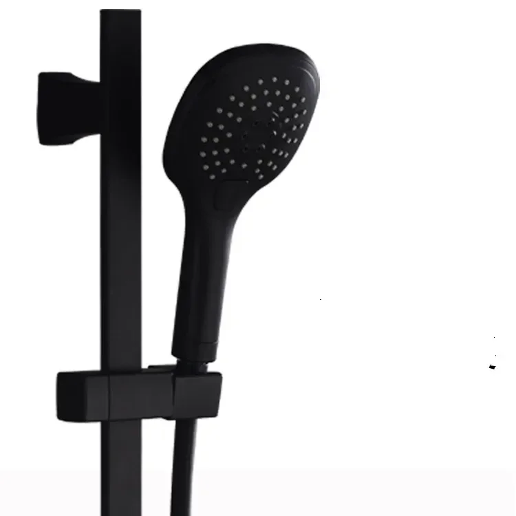 Black Three functions handheld shower head set top quality ABS plastic bathroom shower accessories with shower Slide Bar