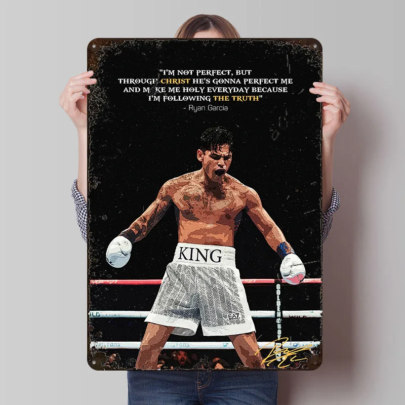 Ryan Garcia Printed Poster Customized Wall Art Retro Vintage Metal Tin Signs for Home Bedroom Decoration Room Accessories House