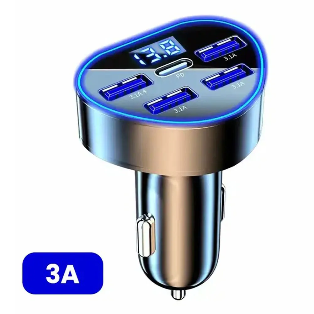 66W Super Fast Car Charger Adapter & Cable For Samsung A73 5G A53 A33 A23 A13 Car Charger Metal Ring Display Screen Car Charger