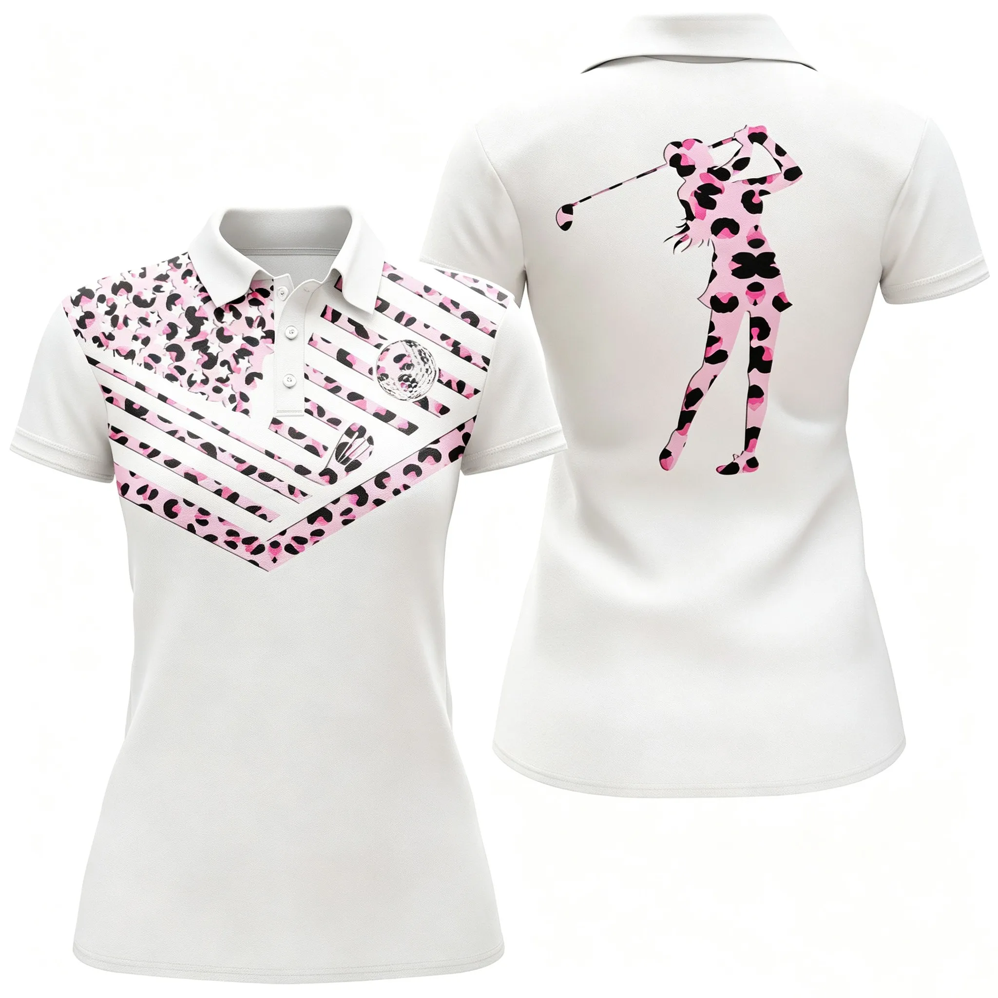 Women's Golf Club V-neck Short-sleeved T-shirt Printed Casual Summer Sportswear Lightweight Fashion Women's T-shirt