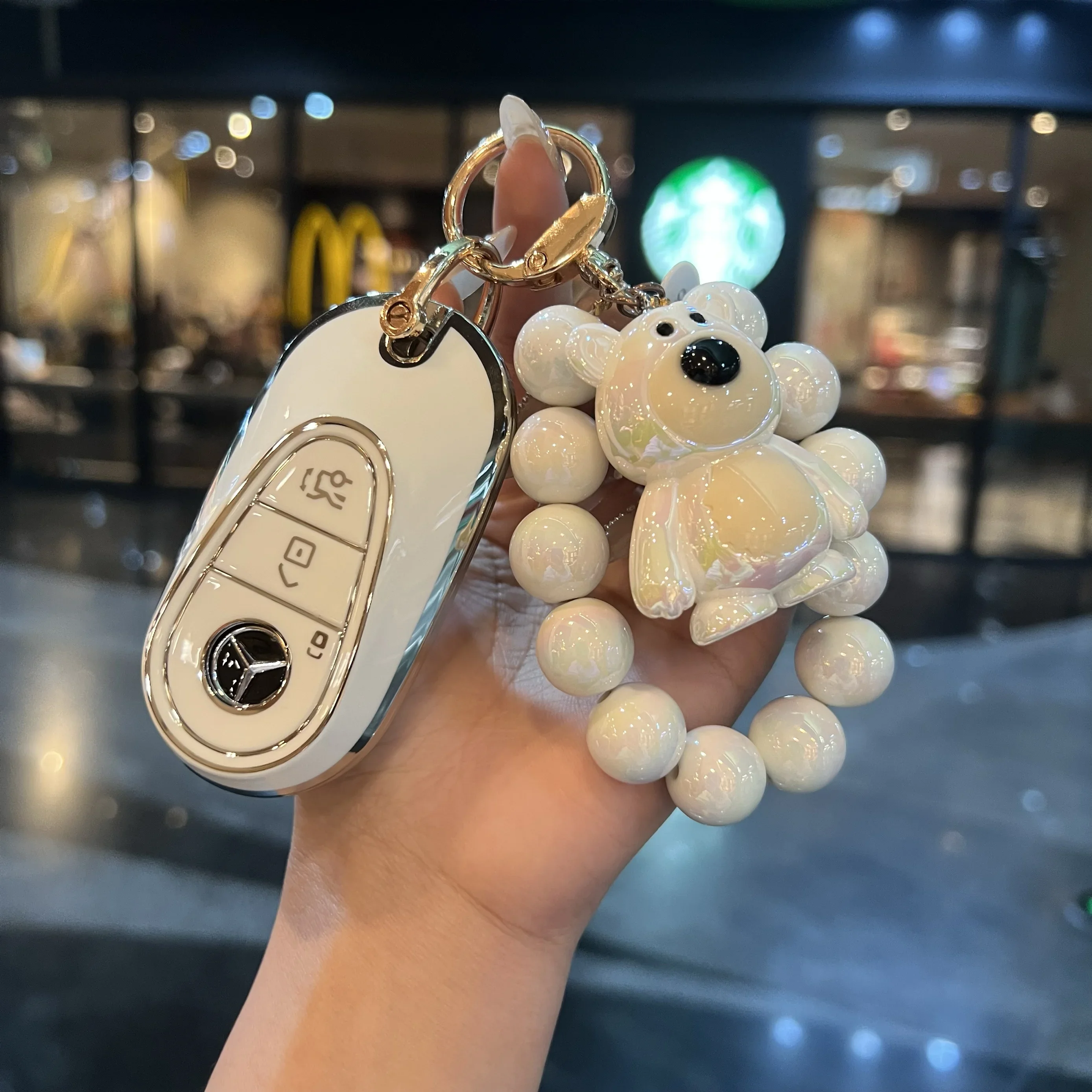 For Mercedes Key Fob Cover 3 Buttons TPU Key Fob Protector Key Chain for A B C E G K R S Class AMG