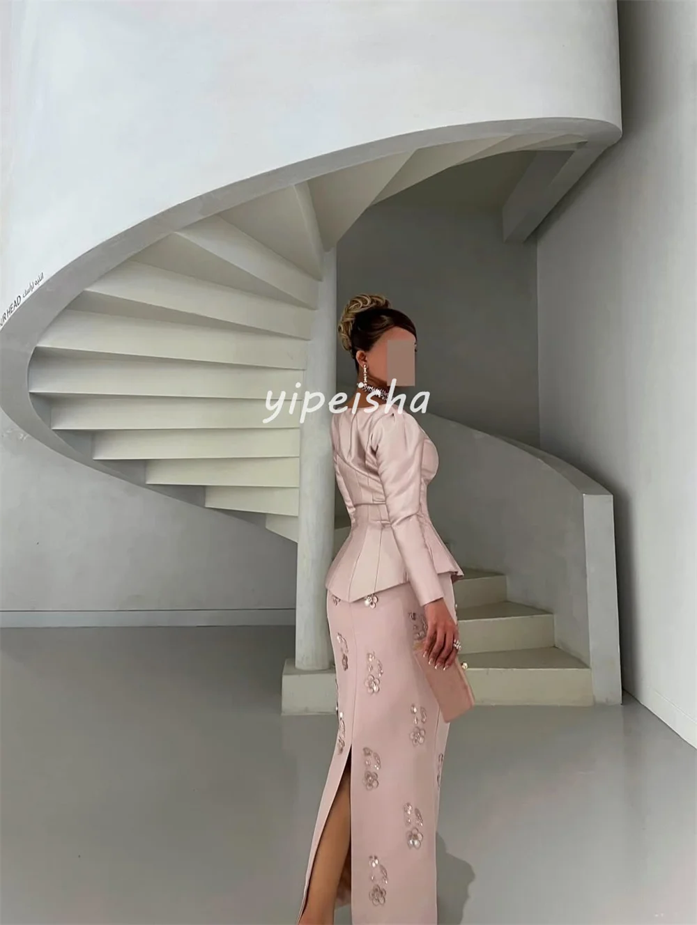 Personalizzato squisito retro piega fiore che borda paillettes dritto collo quadrato abiti midi abiti da sera taglie disponibili sexy